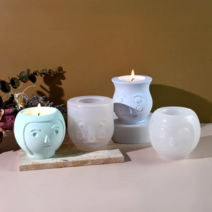 Stampo in silicone per portacandele a forma di viso 3D e vaso per piante grasse