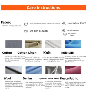 Care instructions card detailing washing tips for cotton, wool, and fleece pet fabrics