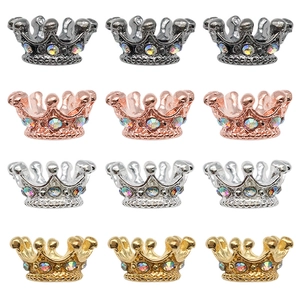 Crown Beads Alloy Colorful Rhinestone Hollow Spacer Jewelry Making DIY For Bracelets Necklaces