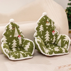 Christmas tree shaped plush seat cushion for office chairs and floor seating decoration