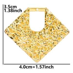Detail showing dimensions of 18k gold plated hammered geometric rhombus pendant