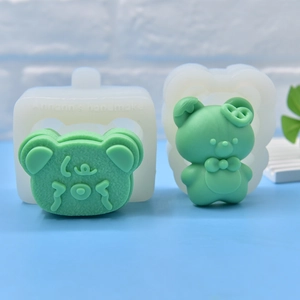 3D bear head and seated teddy silicone molds for DIY soap and candle making