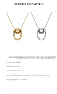 Detail showing 925 sterling silver U-shaped pendant necklaces in gold and silver finishes