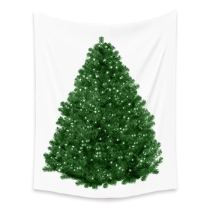 Detail of Bohemian Christmas tree tapestry with white star patterns for wall decor