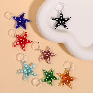 Polka dot starfish glass pendants in multiple colors for DIY jewelry making