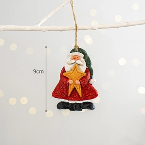 Ciondolo Babbo Natale vintage in resina 9cm per decorazione albero con gancio per appendere