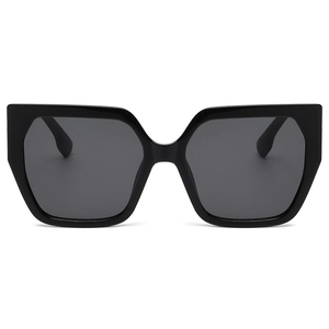 Classic black oversized square frame sunglasses with minimalist aesthetic on white background