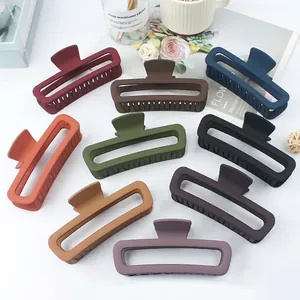 Large matte hollow rectangular shark hair clips in nine assorted colors for women