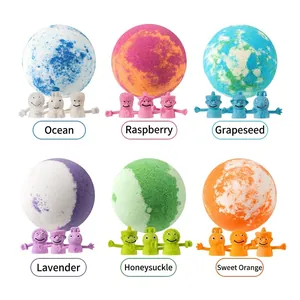 Barbapapa bath bomb set with 6 colorful scented fizzy balls and 3 cartoon dolls per set