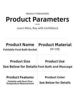Technical specifications of the foldable foot bath bucket made of durable PP and TPE materials