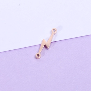 Polished rose gold lightning bolt charm connector for DIY jewelry making and bracelets