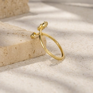 Close-up of S925 hallmark on the inner band of the gold plated silver cross ring
