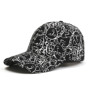 Abstract Human Face Line Art Baseball Cap Cotton Canvas Adjustable Curved Brim Sunshade Fashion Hat For Adults
