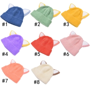 Kids cute knitted beanie with cat ears in eight various bright colors for winter warmth