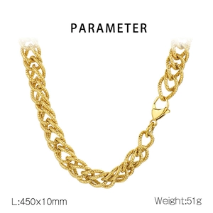 Detailed parameter view of 450x10mm gold titanium steel curb chain with lobster clasp