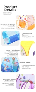 Detail of kids play tent featuring reinforced double stitching and ocean cartoon prints