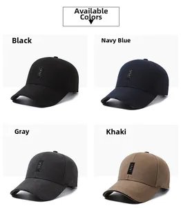 Close-up of four baseball caps in black, navy, grey, and khaki with SPORT patches