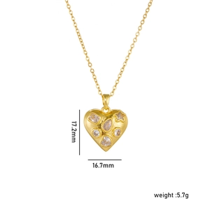 Golden heart pendant necklace with dimensions 17.2mm and weight of 5.7g in gold finish