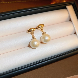 Vintage French Style Artificial Pearl Drop Earrings Alloy Jewelry For Women With Silver Earring Post Textured Design Elegant