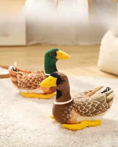 Macro detail of plush mallard duck toys with realistic feather patterns and soft texture