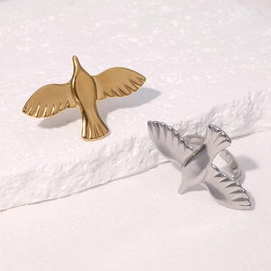 Bird Shaped Open Ring Stainless Steel Peace Dove Adjustable Minimalist Vintage Jewelry For Women