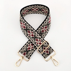 Close-up of geometric jacquard weave pattern on thickened adjustable shoulder strap