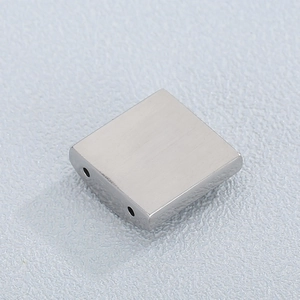 Polished stainless steel geometric cube connector with dual holes for DIY jewelry