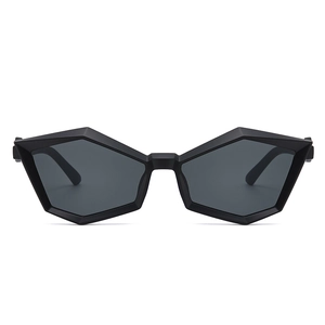 Fashionable geometric polygon sunglasses in black matte frame with UV protection