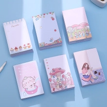 Detailed view of six colorful cartoon PET transparent sticky notes with diverse patterns