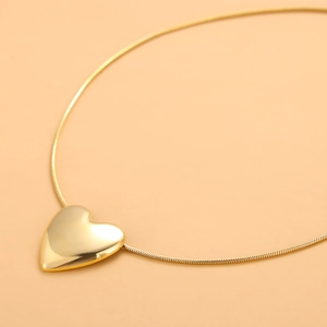 Elegant gold heart pendant necklace for women with minimalist polished snake chain