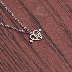 Heart Pendant Necklace Stainless Steel ECG Heartbeat Wave Arrow Through Heart Jewelry For Women Simple Modern Romantic
