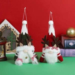 Gnome De Noël Bois De Renne Poupée Sans Visage Ornements Suspendus Peluche Feutre Tricoté Décorations Sapin Nordique