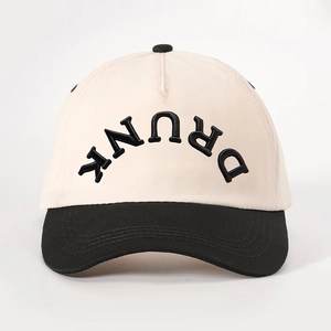 Vintage embroidered KNnRD color-block baseball cap with 3D embossed Drunk logo