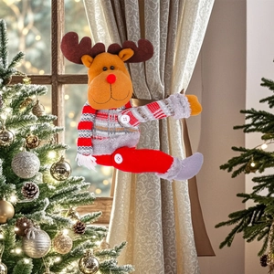 Festive reindeer plush curtain buckle tieback for Christmas home window decoration
