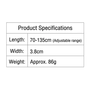 Adjustable canvas shoulder strap dimensions with 70-135cm length and 3.8cm width