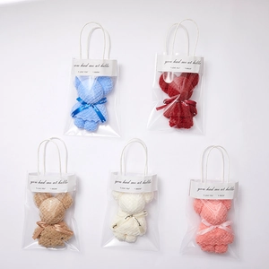 Adorable bear-shaped coral fleece towel set in five colors with clear gift packaging