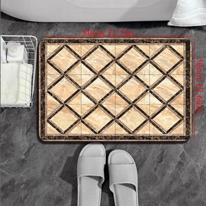 Absorbent diatom mud bath mat with geometric marble pattern and non-slip backing 80x50cm