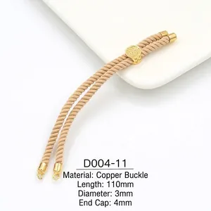 Detail of 3mm beige Milan cord with 18k gold plated copper clasp for DIY jewelry making