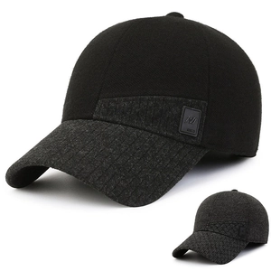 Men Winter Baseball Cap With Foldable Ear Protection Thickened Warm Woolen Felt Adjustable Outdoor Hat