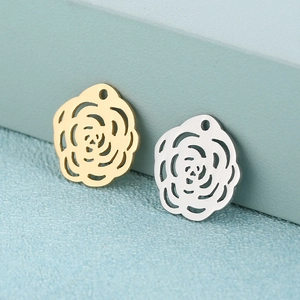 Charms Rose Creuse En Acier Inoxydable Accessoires De Fabrication De Bijoux DIY Pour Colliers Bracelets Pendentifs Floraux