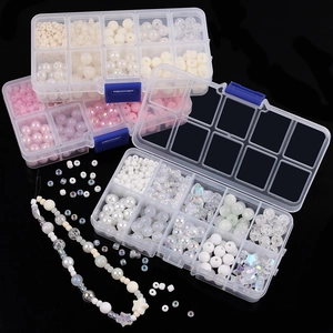 DIY colorful macaron bead set in 10-grid storage boxes for creative jewelry making