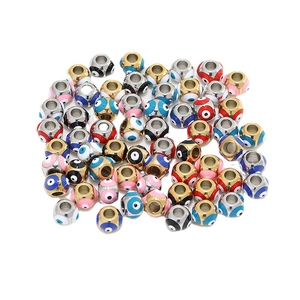 Mix of 8mm evil eye beads for DIY bracelets with gold and silver stainless steel plating