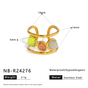 Tableau des tailles détaillé pour ear cuff en acier inoxydable avec pierres naturelles