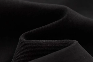 Detailed view of high-quality black knitted fabric texture for women's bomber jackets