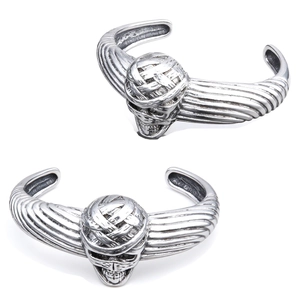 Mummy Skull Open Cuff Bracelet Stainless Steel Gothic Punk Vintage Egyptian Style Jewelry For Men Women