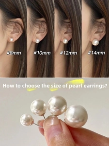 Tableau comparatif des tailles de boucles d'oreilles perles en 8mm, 10mm, 12mm, 14mm