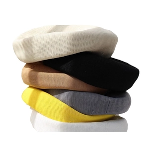 Classic knitted linen beret hats for women available in various pastel candy colors