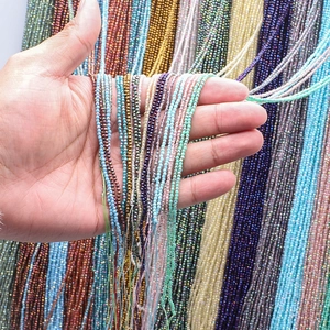 Vibrant 2mm faceted glass bead strands for DIY jewelry making in multiple colors