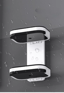 Detail of waterproof wall-mounted double-layer soap dish with adhesive backing