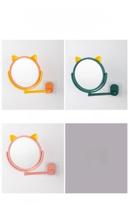 Adjustable swivel wall mirror with cat ears in orange, dark green and red colors